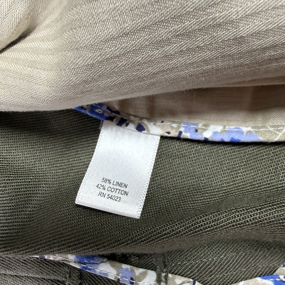 Banana Republic Olive Green Safari Travel Utility Vest Womens Size 14 Linen NWT - Picture 9 of 12